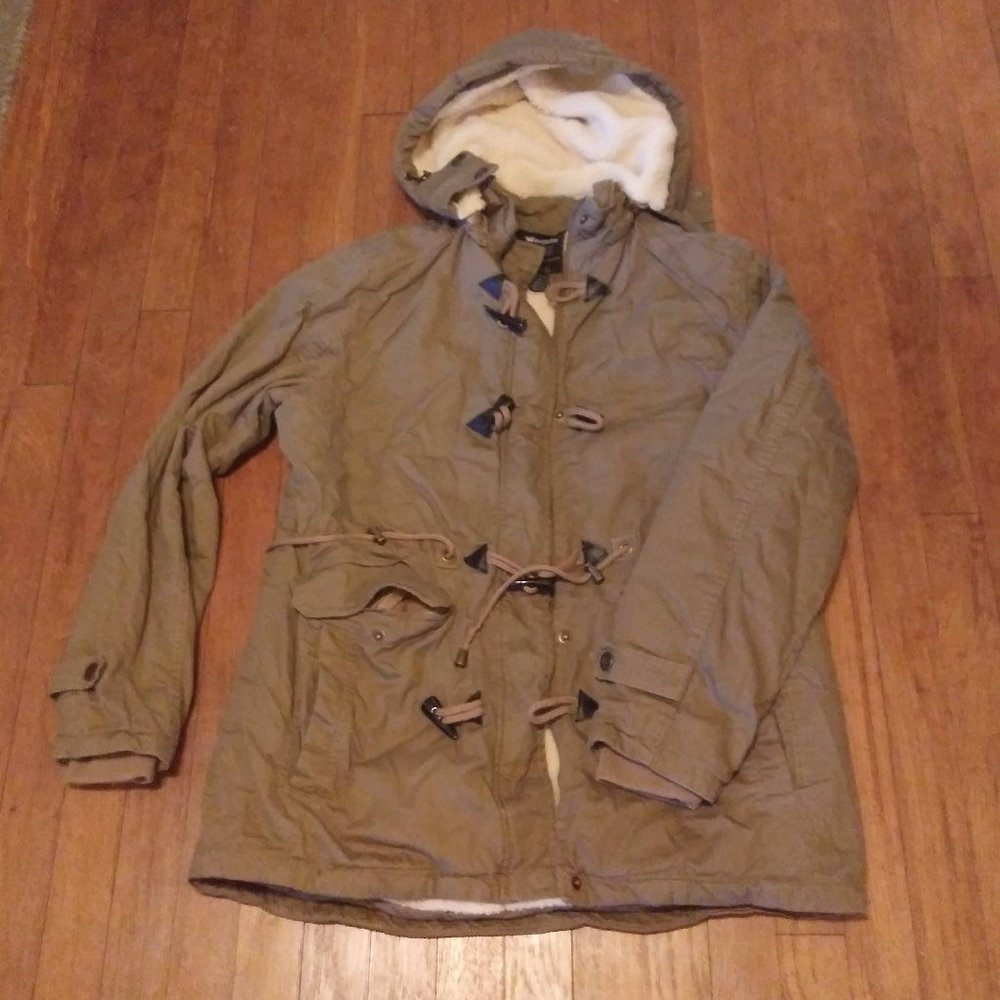 Tan Wantdo Sherpa Lined Adirondack Coat w Hood - L